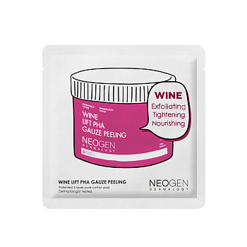 Очищающие пилинг-пэды с вином и кислотами Neogen Dermalogy Wine Lift PHA Gauze Peeling Pad 1шт
